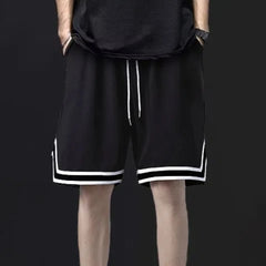 Threebooy  Plus Size Elastic Waist Loose Casual Sports Shorts Men's Summer Striped Patchwork Youth Fashion Shorts Trend Korean Men Clothing