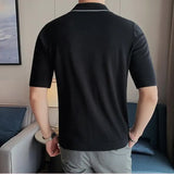 Threebooy British Style Brand Clothing Men High Quality Striped Patchwork Knit POLO Shirts/Male Slim Fit Fashion Knit POLO Shirt 3XL
