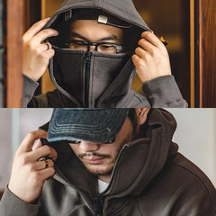 Threebooy American Sweater Mask Hoodie Zipper High Street Machine Coat Men's Autumn Casual Cityboy Special Design Pullover