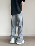 Threebooy New Vintage Gray Baggy Jeans Men Fashion Harajuku Casual Y2k Pants Straight High Street Male Wide Denim Trousers