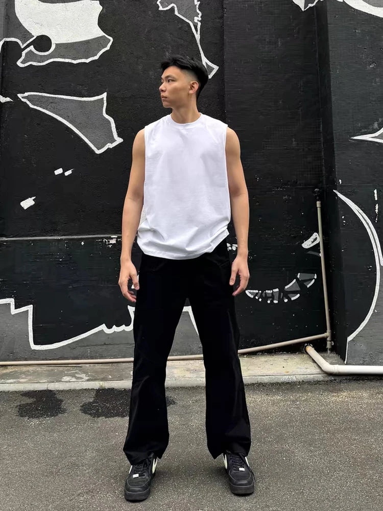 Threebooy  230GSM Cotton Men's Tank Tops Comfortable Muscle Fit Athletic Vest for Gym and Summer Workouts Korean Basic Sleeveless Tee Tops
