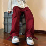 Threebooy Men's Clothing Cargo Pants Jogger Work Wear Man Pants New Y2k Wine Red Spring Casual Loose Straight Leg Wide Leg Men Trousers