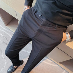 Threebooy Men Suit Pants Suit Pants Spring Fashion Casual Slim Business Suit Pants Wedding Party Men's Clothing Nine-point Trousers