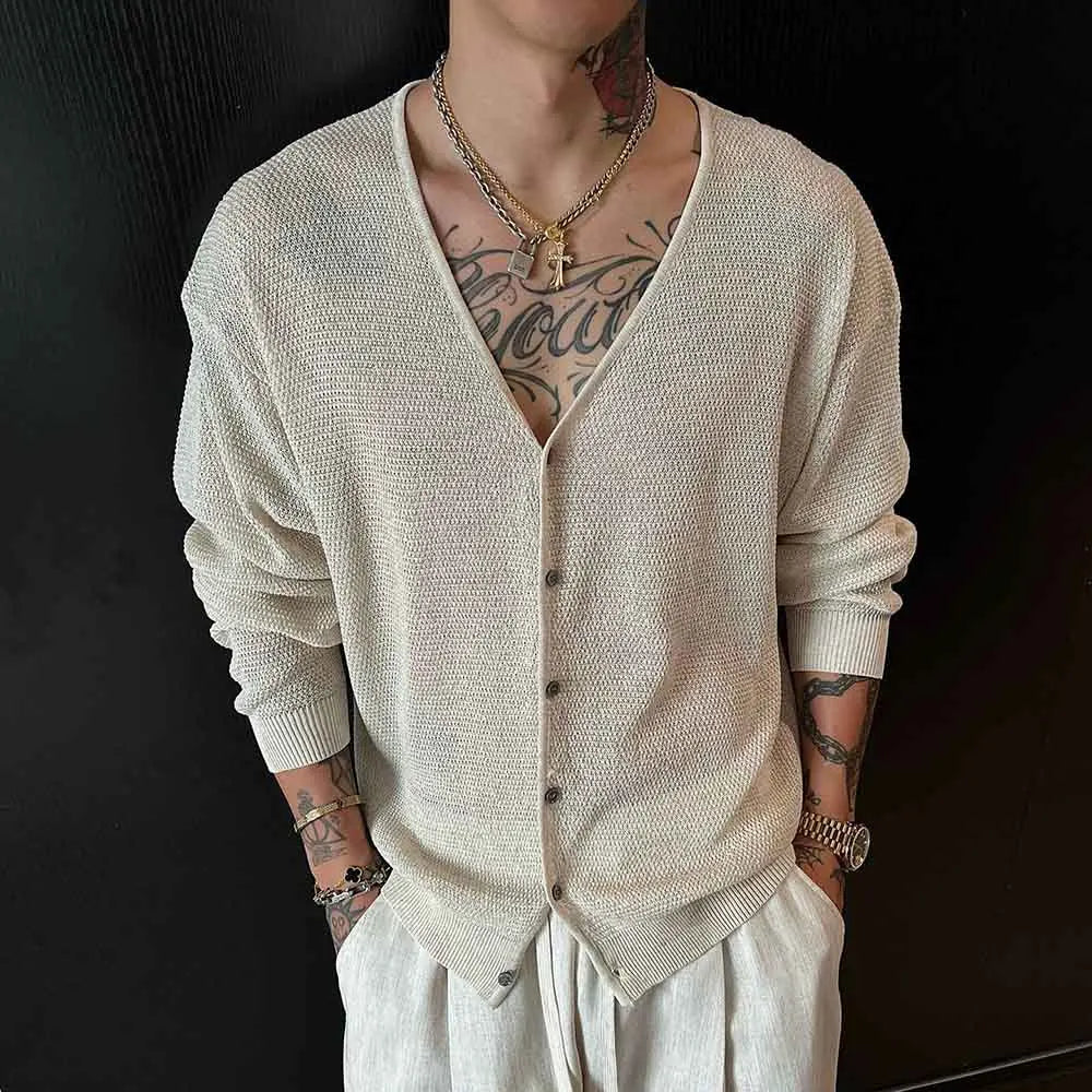 Threebooy  Autumn Male Solid Color Long-Sleeved Shirt American Retro Fashion Trend High Street Loose Casual Breathable Niche Men's Top