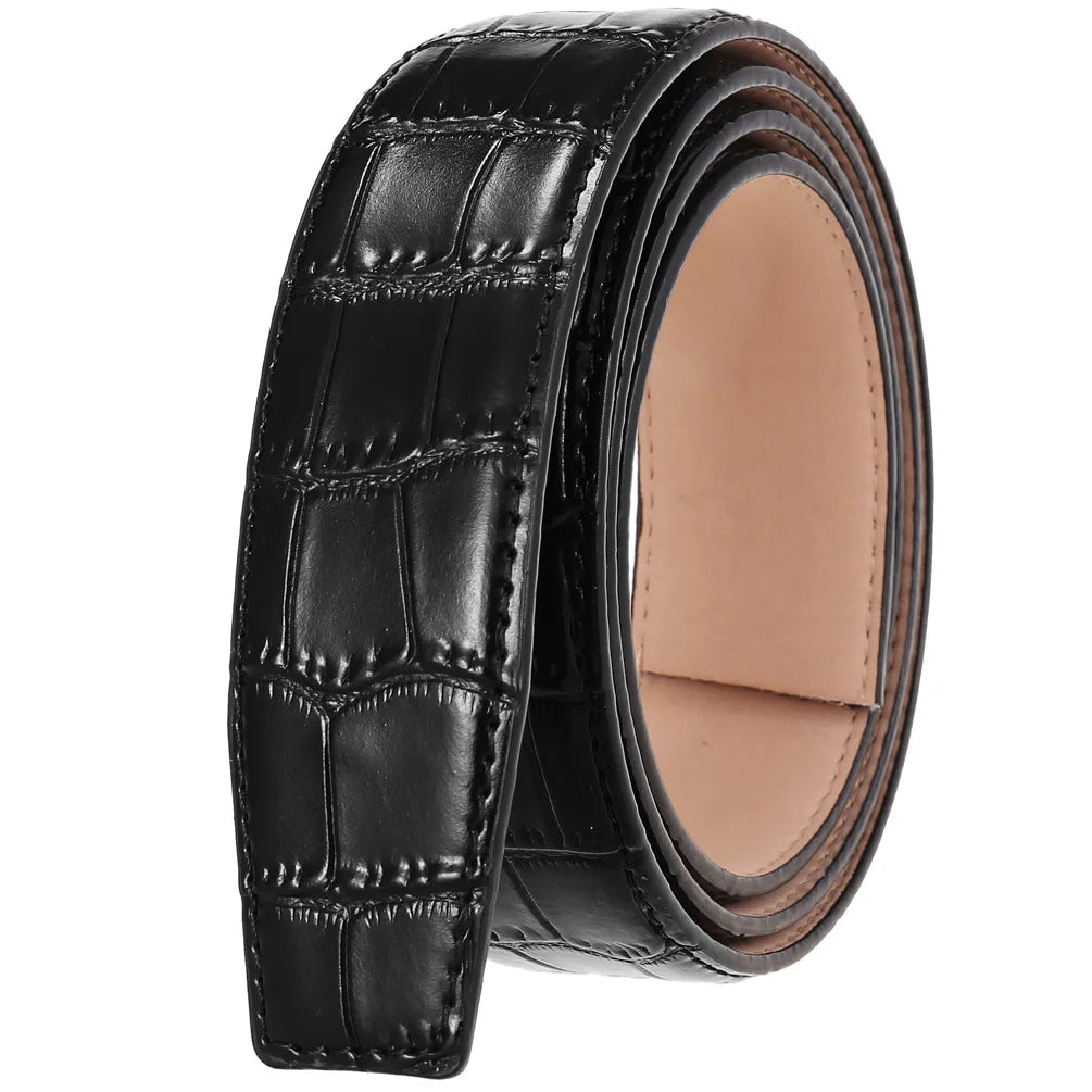 Threebooy  3.5cm Cowskin Genuine Belts for Automatic Buckle Luxury Crocodile Belt without Buckle Black Coffee Green Belts