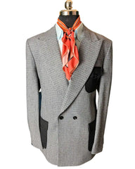 Threebooy  Classic Grid Men's Suits 2 Pieces Blazer Pants Double Breasted Prom Dinner Formal Occasion
