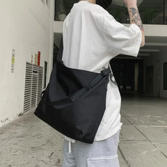 Threebooy  Canvas Japan ins bulk schoolbag student handbag simple shopping bag fitness bag waterproof shoulder bag notebook