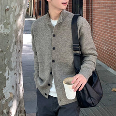 Threebooy Japanese Vintage Cardigan Coats Light Luxury Knitted Lapel Long Sleeve Men Sweater Jacket Leisure Premium Quality Knitwear M-3XL