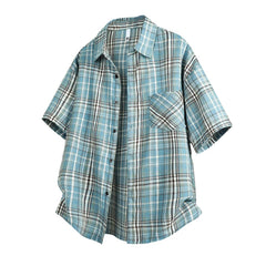 Threebooy White And Black Plaid Shirt Men Shirts 2025 New Summer Fashion Chemise Homme Mens Checkered Shirts Short Sleeve Shirt Men Blouse