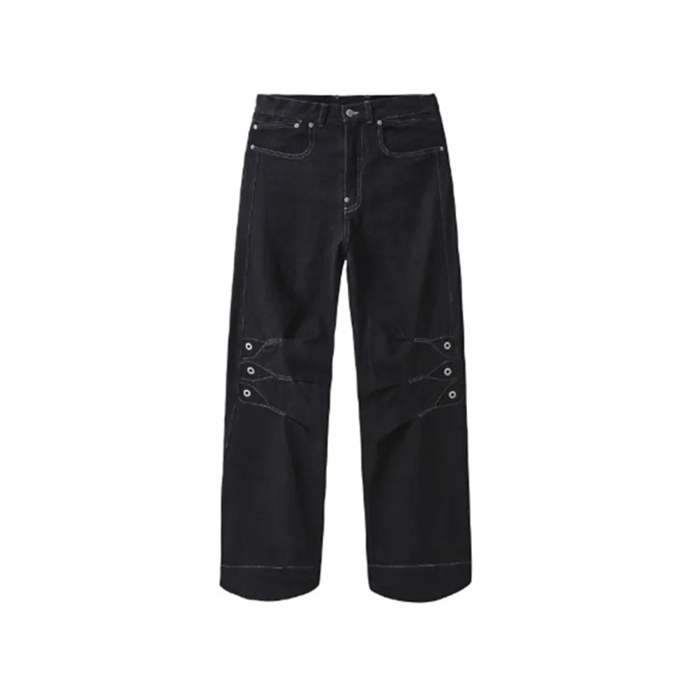 Threebooy  Summer New Men's Solid Color Straight Jeans American Retro Casual Fashion Trend Hip-Hop High Street Simple Loose Men's Bottoms