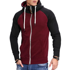 Threebooy  Men's Color Block Fitness Sports Sweatshirt Casual Fashion Contrasting Ragdoll Sleeve Cardigan Top