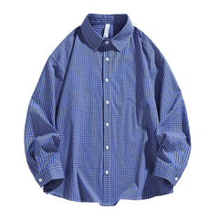 Threebooy Plaid Shirts for Men Student shirt Youth workwear Mens Calssic long shirt Spring Korean Clothes casual Streetwear
