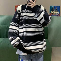 Threebooy Sweaters Fashion Brand Advanced Gradual Stripe Sweaters Men's Autumn and Winter Gentle Lazy Wind Soft Waxy Sweaters