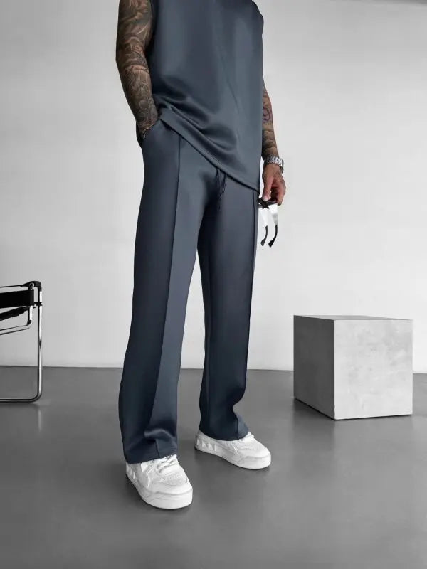 Threebooy  New European and American Men's Four-season Loose Straight-leg Sports Casual Trousers Hit Suit Pants