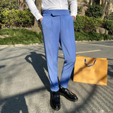 Threebooy  High Quality British Gentlemen Business Casual Slim Fit Pants Men Dress Pants Solid All Match Formal Wear Office Trousers