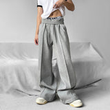 Threebooy Mens Casual Niche Wide Leg Pants Genderless 2024 New American Streetwear Versatile Simple Solid Color Floor-Mopping Pants Unisex