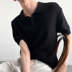 Threebooy New Men Fashion T-shirt Luxury Hollow Out Polo Shirt Leisure Short Sleeve Solid Color Breathable Knitwear High Quality Tops
