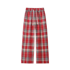 Threebooy Black Casual Pants Men Retro Plaid Pants Men Streetwear Hip-hop Loose Wide Leg Pants Mens Vintage Trousers Large Size 5XL