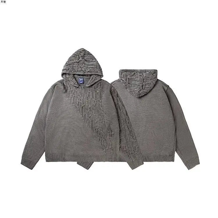 Threebooy Autumn and winter American fashion men and women knitted hooded couple loose retro personality Harajuku casual sweater y2k