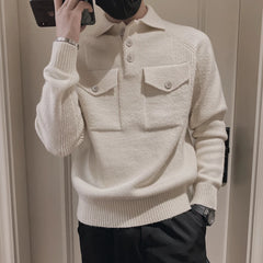 Threebooy Korean Style Men Keep Warm In Winter Casual Knit Sweater /Male Lim Fit Beige Soft Knit Pullover brand clothing Sweaters S-3XL