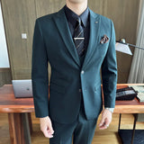 Threebooy (Jacket+Pants+Vest) New Wedding Suits for Men Best Man's 3 PCS Set Formal Suits for Business Meetings Custom Made Black Suits