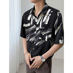 Threebooy Slim Fit Printed Shirt Men Comfortable Trendy Fashion Youth Casual Stylish Top 2025 New Hot Sale Modern Print Shirt short sleeve