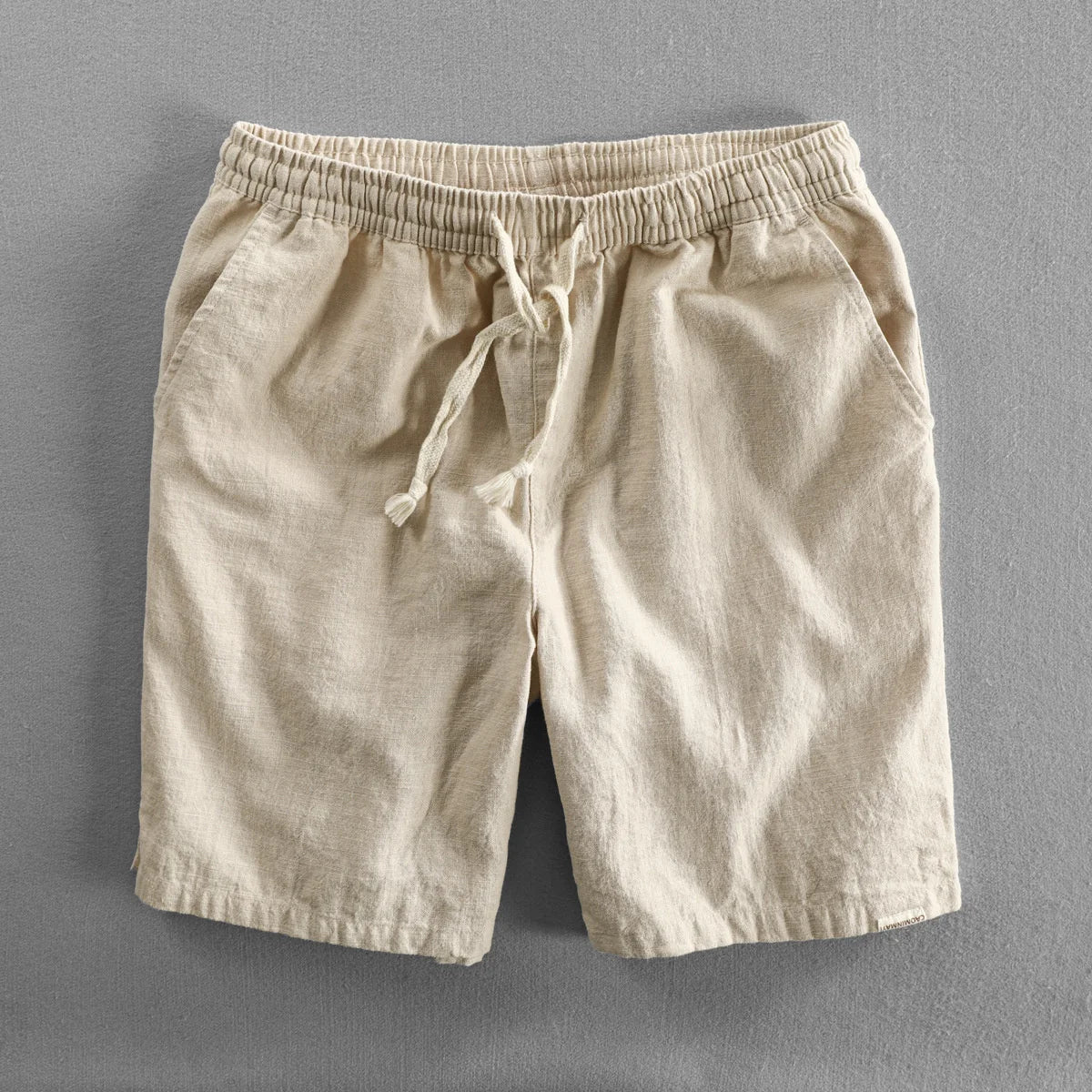 Threebooy  Summer Cotton Linen Beach Shorts Pants For Men Casual Sold Color Loose Drawstring Cropped Youth Man Shorts Pants 6XL 5XL 4XL