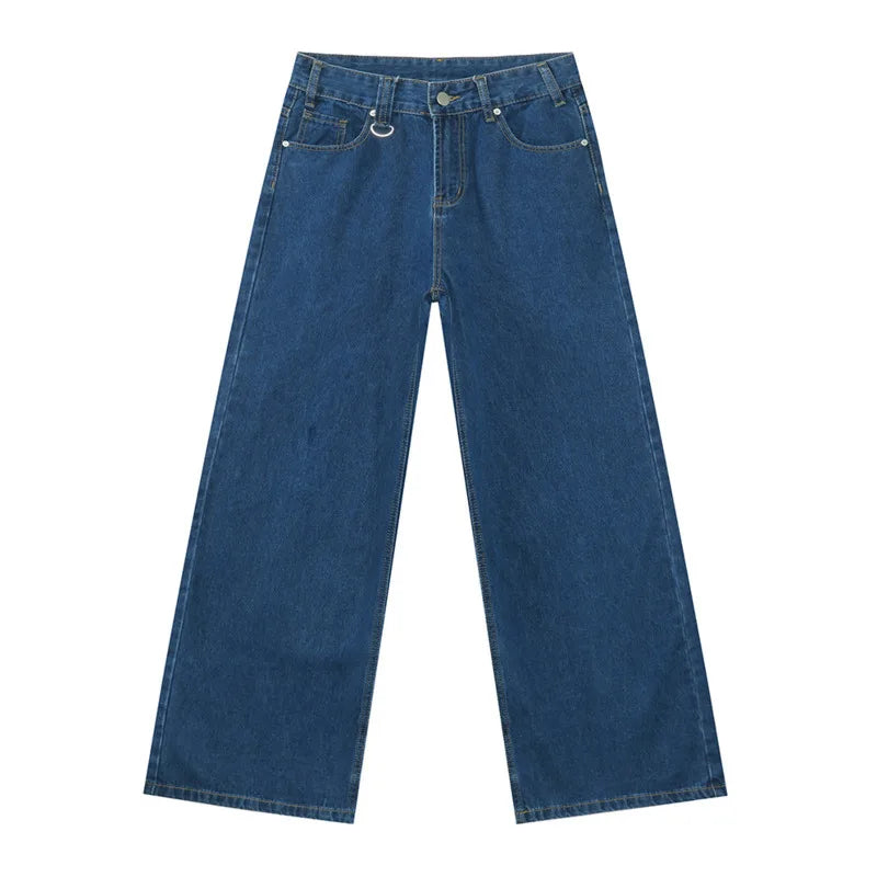 Threebooy  High Street Men's Denim Pants Camouflage Casaul Straight Bottom Simple Wide Leg Loose Trousers Spring Stylish 2025