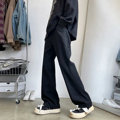 Threebooy  New Men's Patchwork Bootcut Jeans Elastic Waist Vintage Classic Blue Black Denim Trousers Fashion High Street Korean Male Pants