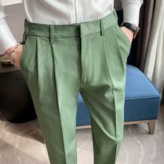 Threebooy Men High Quality Black Gray Dress Suit Pant Spring Man Pants Korean Slim Fit Men Casual Ankle Length Pants Streetwear 36