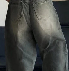Threebooy  1pcs Vintage Style Men's American Street Casual Jeans Washed Overalls Comfortable and Versatile for Daily Seasonal Wear