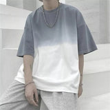 Threebooy Men Summer Gradient Tshirts Casual Short Sleeve Tops Men Harajuku Street Style T-shirts Loose O-neck Pullover