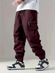 Threebooy  Men's Cargo Pants, Thin Trousers, Comfortable and Breathable, Outdoor Casual, Wearable, Running, Cycling, Multi-pocket 004