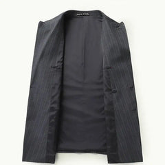 Threebooy  Men's  2 Piece Suit Double Breasted Fashion Striped Wedding Gentleman Business Light Luxury Banquet Suit