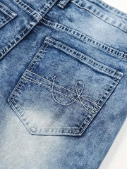 Threebooy  1Pc Y2K Blue Jeans Iefb Retro Frayed Jeans Denim Retro Jeans Tight Jeans