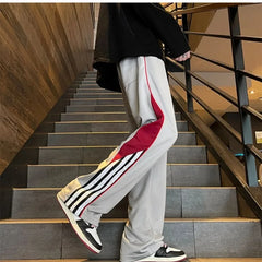 Threebooy Striped Autumn and Winter Trousers Sweatpants for Men Wide Leg Straight Xxxl Slacks Korean Style Luxury Elastic Man Sports Pants