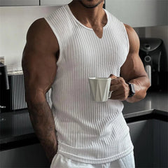 Threebooy  Summer new men V-neck Vest stripe gym Tank top Men Fitness sleeveless shirt Sports Undershirt Gyms clothing Training vest