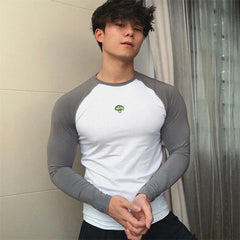 Threebooy Gym Fitness Skinny Long Sleeve T-shirt Men Compression Quick dry Long sleeve Shirt Male Running Bodybuilding Workout Tee shirt Tops Clothing