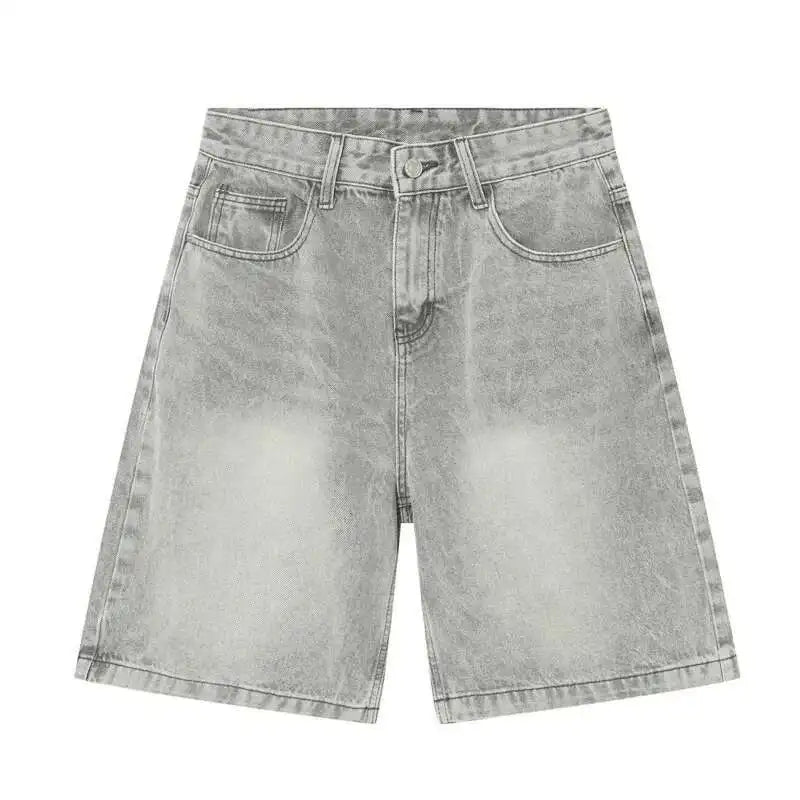 Threebooy  Spring Summer New Men's Denim Shorts Solid Color Straight Five Points Fashion Trend Middle Waist Casual Short Pants