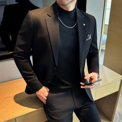 Threebooy  High-End For Men 2 Piece Set Suit Slim Fit Crisp Stylish Casual Slim Fit Tuxedos Business Versatile Easy Care Wedding Groom
