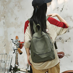 Threebooy  Brand High Quality Canvas Backpacks Women Solid 100% Cotton School Bags Soft Green Satchels Small Cloth Leisure Or Travel Bags