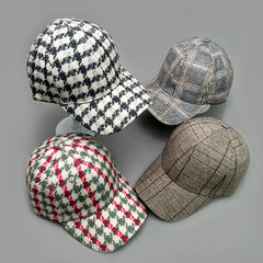 Threebooy  Versatile Stripe Check Baseball Caps Autumn and Winter New Fashion Men Women Cotton British Style Warm Sunshade Houndstooth Soft