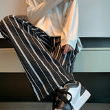 Threebooy Loose Casual Straight Casual Pants Mens Fashion Spring Summer All-match Fashion Striped Sports Trousers Hip Hop Mopping Pants