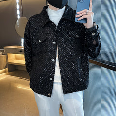 Threebooy Men Spring Casual Jackets/Male Slim Fit High Quality Coat Spring Summer New Hombre Fashion Sequins Thin Bomber Jackets 2XL-M