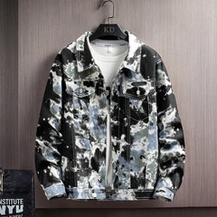 Threebooy Korean version youth men's camouflage denim jacket spring new loose top men's jacket