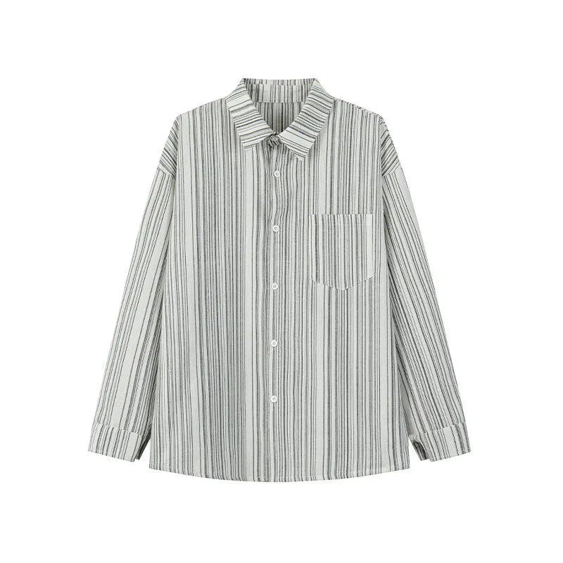 Threebooy spring New Long sleeved Shirt Men Fashion Social Mens Dress Shirt Korean Loose Casual Striped Shirts Mens Formal Shirt