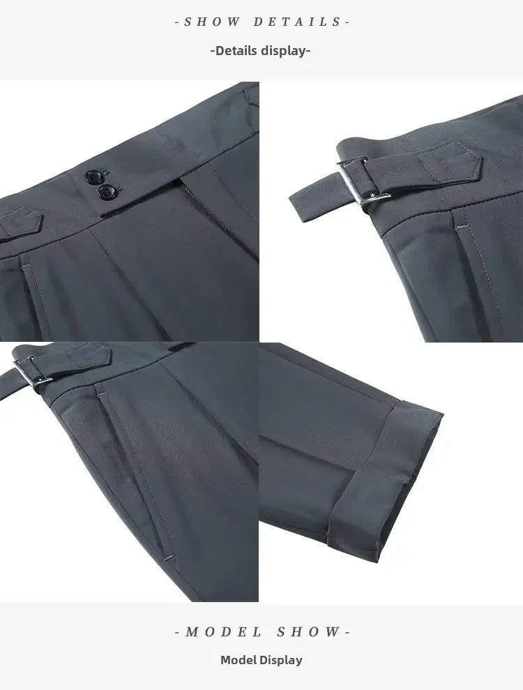 Threebooy Nadir Coffee Color Men's Trousers Classic Trendy Paris Button Single Pleat Slims Smooths Your Silhouette Business Casual Pants