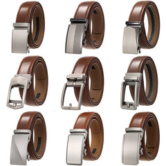 Threebooy  Men's Genuine Belt Fashion Automatic Buckle Belt for Popular Business High Quality Male Belt Brown