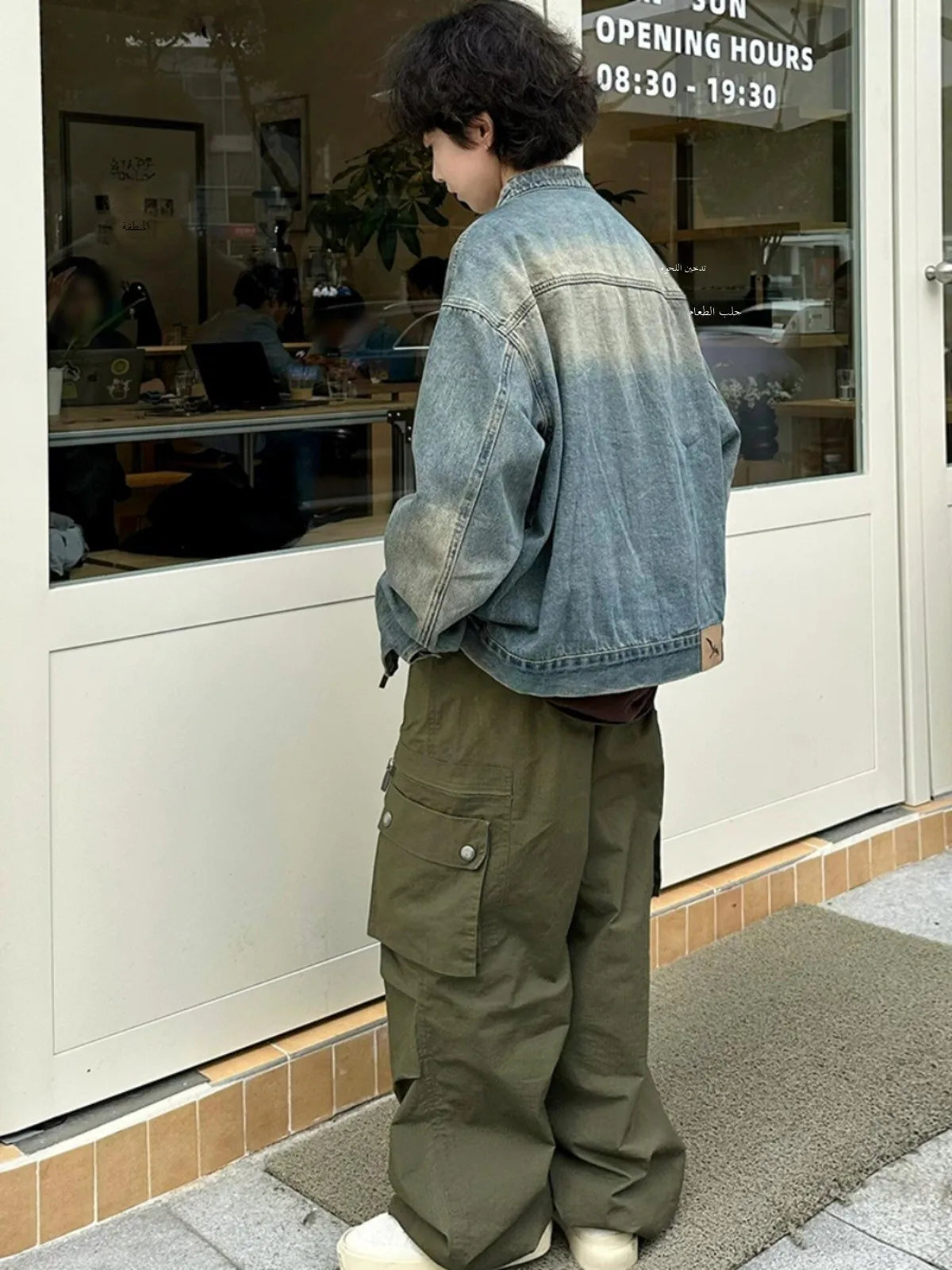 Threebooy Waed adual Denim Jaet Men's Spring Autumn Zipper Cardigan American Retro Jaet Heavy Work Small Stand Collar Jeans Coat