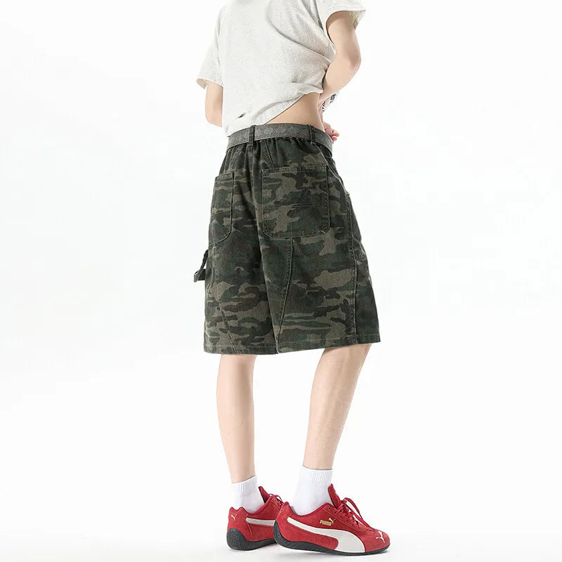 Threebooy  Mens Camo Cargo Shorts Summer Outdoor Casual Loose Fit Beach Hiking Tactical Military Camouflage Army Style Comfort Shorts